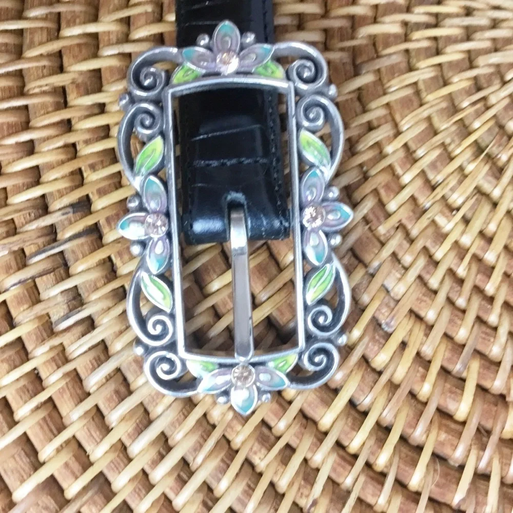 Brighton Black With Silver Buckle With Cute Flowers Size M-L 32